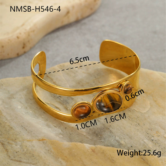 Bracelet Stainless Steel Geometric Electroplated 18K Gold Open Fashion Exaggerated Wide Version