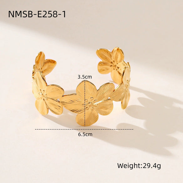 Bracelet Stainless Steel Geometric Electroplated 18K Gold Open Fashion Exaggerated Wide Version