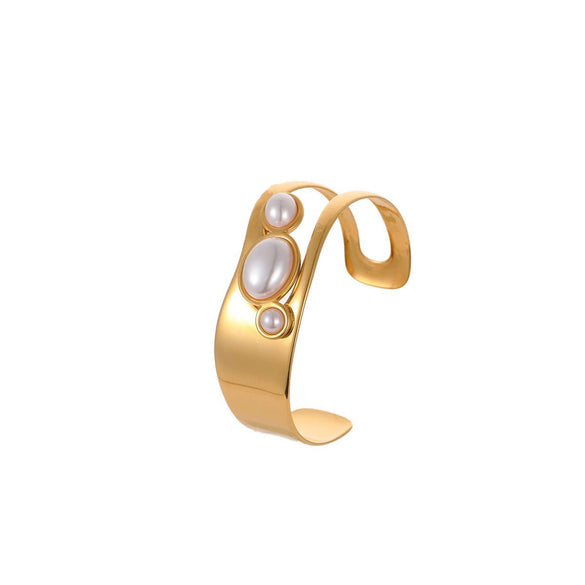 Bracelet Stainless Steel Geometric Electroplated 18K Gold Open Fashion Exaggerated Wide Version