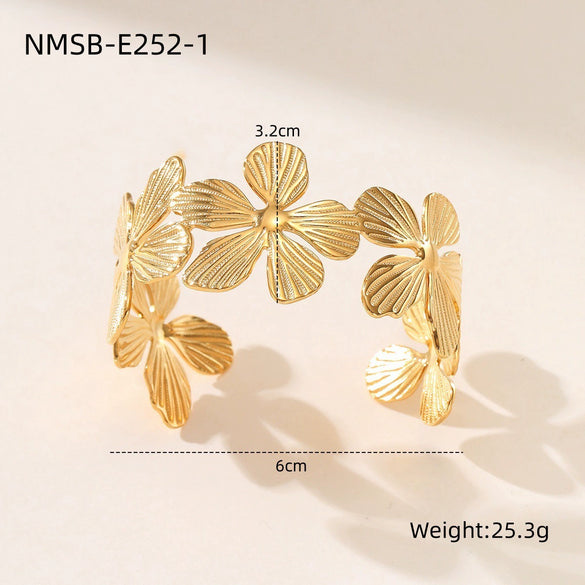 Bracelet Stainless Steel Geometric Electroplated 18K Gold Open Fashion Exaggerated Wide Version