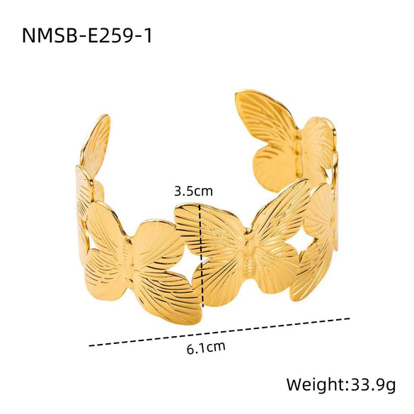 Bracelet Stainless Steel Geometric Electroplated 18K Gold Open Fashion Exaggerated Wide Version