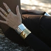 Bracelet Stainless Steel Geometric Hammer Pattern Exaggerated Wide Version Electroplated