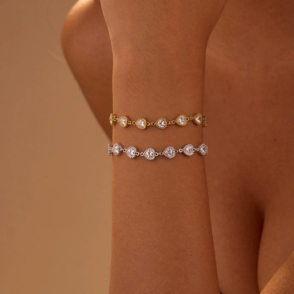 Bracelet Stainless Steel Geometric Heart Shape Electroplating Retro Light Luxury Style Jewelry For Women