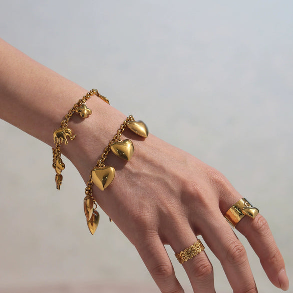 Bracelet 316L Stainless Steel Geometric Heartshaped Electroplating