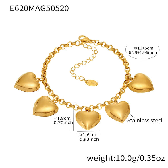 Bracelet 316L Stainless Steel Geometric Heartshaped Electroplating