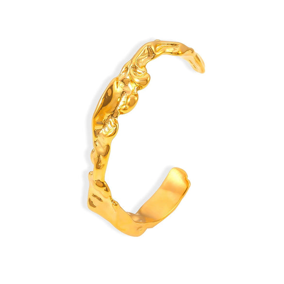 Bracelet 316L Stainless Steel Geometric Irregular Hammer Wavy 18K Gold Plated Handicrafts For Women