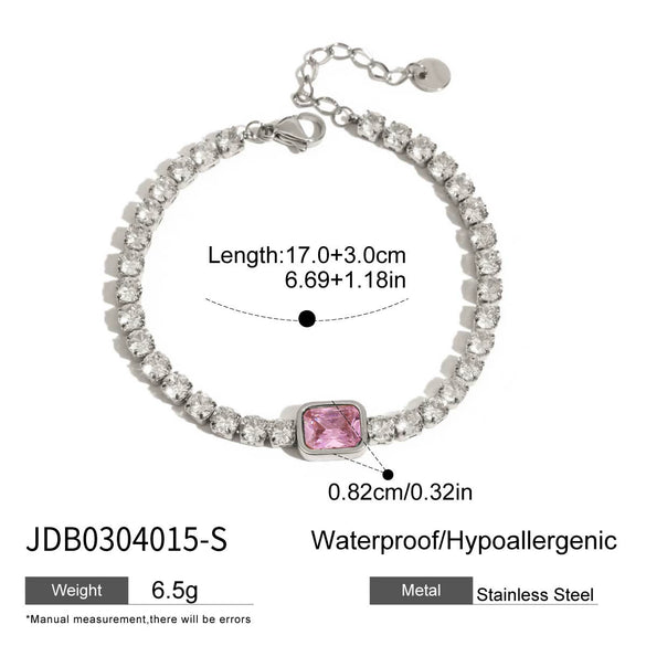 Bracelet Stainless Steel Geometric 18K Gold Plated Zircon Light Luxury Jewelry