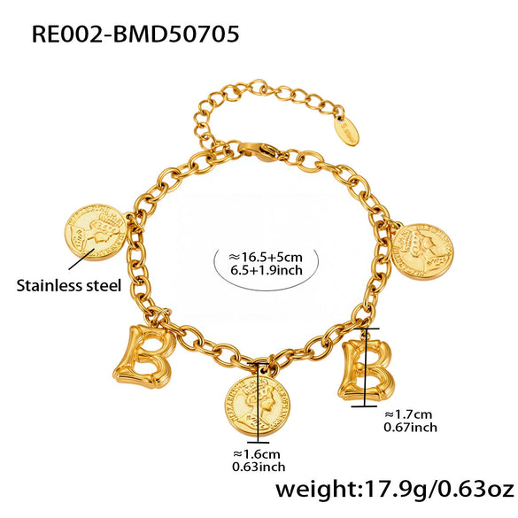 Bracelet 316L Stainless Steel Geometric Letters Numbers Text Electroplated Hand Jewelry For Women