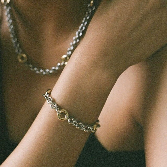 Bracelet Stainless Steel Geometric Light Luxury Highend Niche Design Electroplating For Women