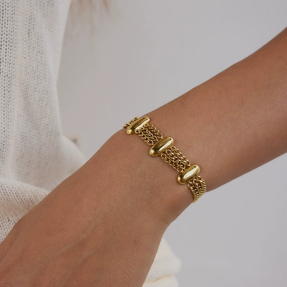 Bracelet Stainless Steel Geometric Multilayer Chain Electroplated Light Luxury Highend Sense Women's Jewelry