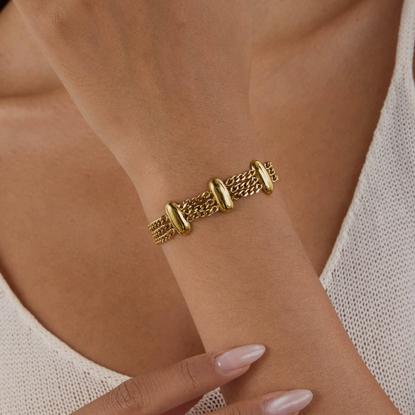 Bracelet Stainless Steel Geometric Multilayer Chain Electroplated Light Luxury Highend Sense Women's Jewelry