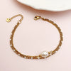 Bracelet Stainless Steel Geometric Natural Stone Pearl Oil Dripping Doublelayer Electroplated Jewelry
