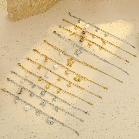 Bracelet Stainless Steel Geometric Pattern Electroplated Women's Fashion Marine Style Stacked