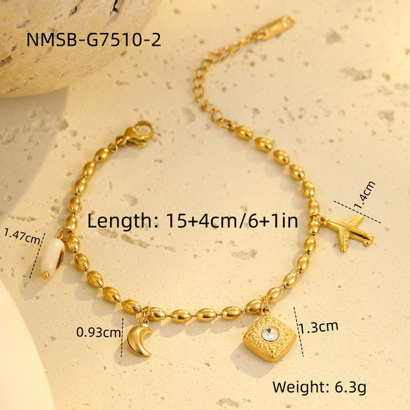 Bracelet Stainless Steel Geometric Pattern Electroplated Women's Fashion Marine Style Stacked
