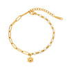 Bracelet Stainless Steel Geometric Shell Beads Sun Pendant Electroplating Women's