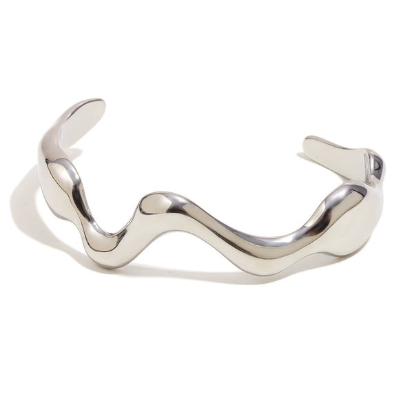 Bracelet Stainless Steel Geometric Simple Electroplated 18K Gold Cast Wave