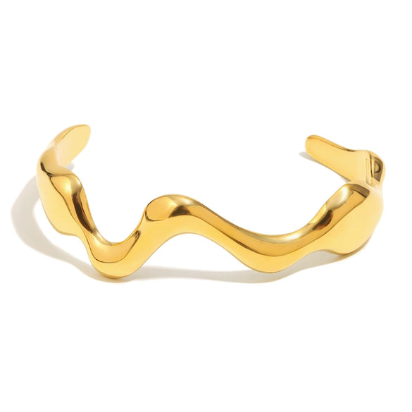 Bracelet Stainless Steel Geometric Simple Electroplated 18K Gold Cast Wave