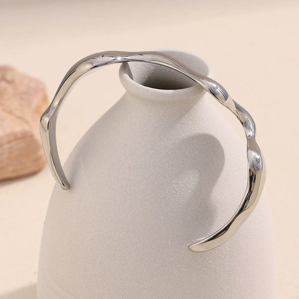 Bracelet Stainless Steel Geometric Simple Electroplated 18K Gold Cast Wave