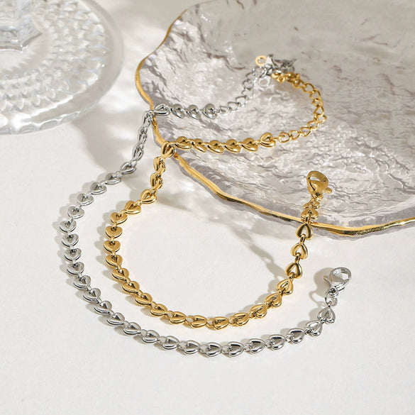 Bracelet Stainless Steel Geometric Woven Hollow Love Electroplated