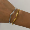 Bracelet Stainless Steel Gold And Silver Color Matching Hammer Lines Double Hollow Open Geometric Electroplated