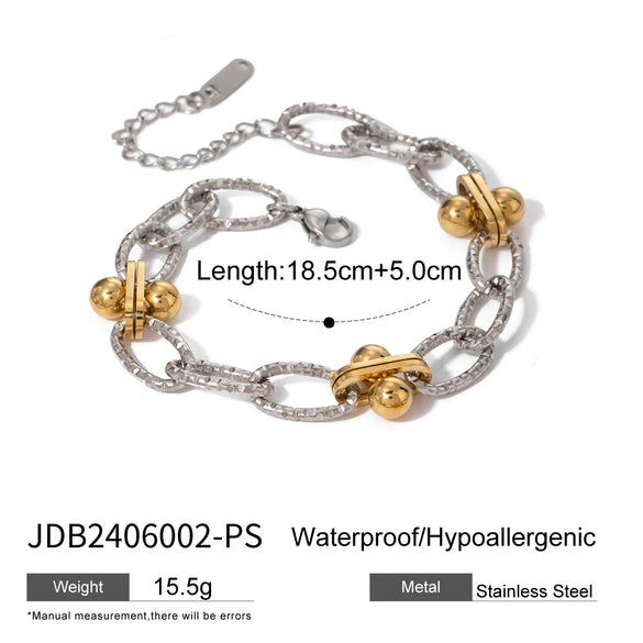Bracelet Stainless Steel Gold And Silver Color Splicing Ushape Electroplating Retro Original Design Geometric Style For Girls