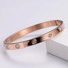 Classic Style Round Stainless Steel Plating Rhinestones Bangle