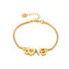 Bracelet Stainless Steel Gold Plated Love Letter Heart Shape Geometric For Women