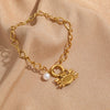 Bracelet Stainless Steel Golden Crab Pearl Turquoise Embellished Electroplated Jewelry