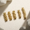 Bracelet Stainless Steel Goldplated Bamboo Pattern Round Beads Handmade Beading