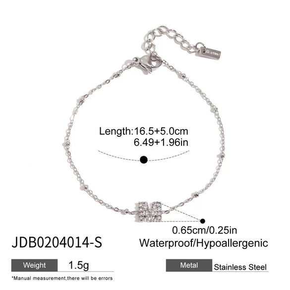 Bracelet Stainless Steel Goldplated Zircon Butterfly Letters Numbers Text Style