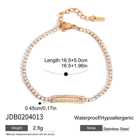 Bracelet Stainless Steel Goldplated Zircon Butterfly Letters Numbers Text Style