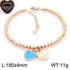 Bracelet Stainless Steel Heart Shaped 18K Gold Plated With Love Water Drops Bell Pattern