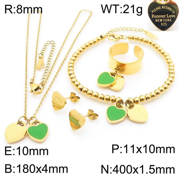 Bracelet Stainless Steel Heart Shaped 18K Gold Plated With Love Water Drops Bell Pattern