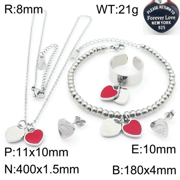 Bracelet Stainless Steel Heart Shaped 18K Gold Plated With Love Water Drops Bell Pattern
