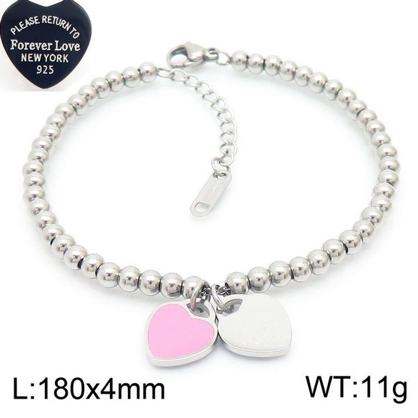 Bracelet Stainless Steel Heart Shaped 18K Gold Plated With Love Water Drops Bell Pattern