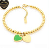 Bracelet Stainless Steel Heart Shaped 18K Gold Plated With Love Water Drops Bell Pattern