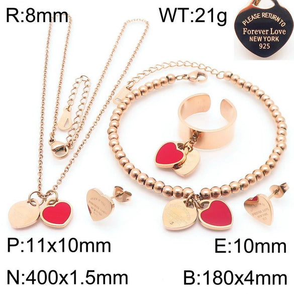 Bracelet Stainless Steel Heart Shaped 18K Gold Plated With Love Water Drops Bell Pattern