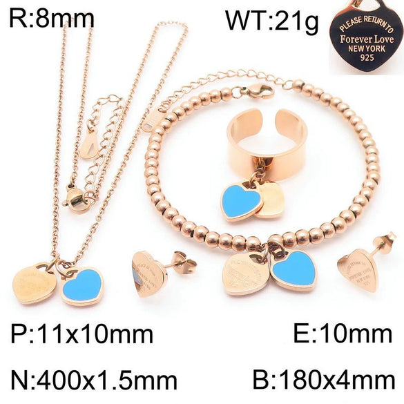 Bracelet Stainless Steel Heart Shaped 18K Gold Plated With Love Water Drops Bell Pattern