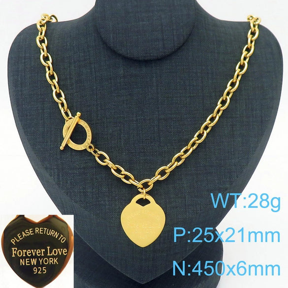 Bracelet Stainless Steel Heart Shaped 18K Gold Plated With Love Water Drops Bell Pattern
