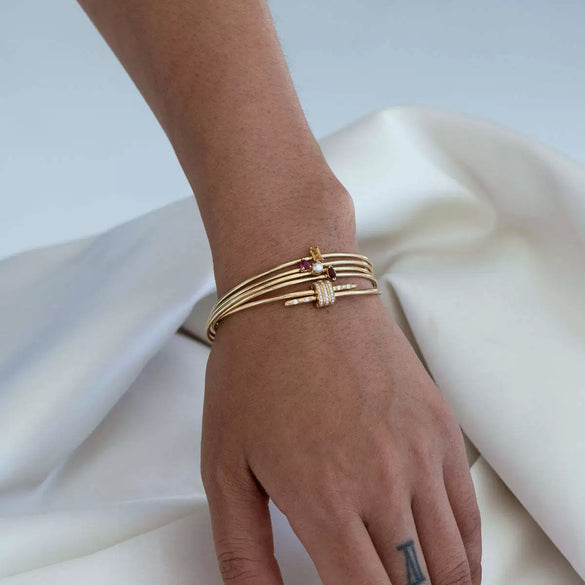 Bracelet Stainless Steel Inlaid Zircon Electroplating Literary Ins Style Geometric