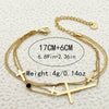 Bracelet Stainless Steel Inlaid Zircon Geometric Leaf Cross Multilayer Electroplated French Retro Minimalist