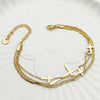 Bracelet Stainless Steel Inlaid Zircon Geometric Leaf Cross Multilayer Electroplated French Retro Minimalist