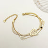 Bracelet Stainless Steel Inlaid Zircon Geometric Leaf Cross Multilayer Electroplated French Retro Minimalist