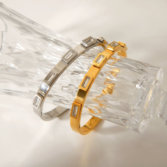 Bracelet Stainless Steel Inlaid Zircon Geometric Retro Light Luxury