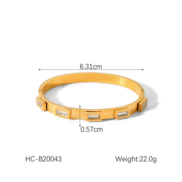 Bracelet Stainless Steel Inlaid Zircon Geometric Retro Light Luxury