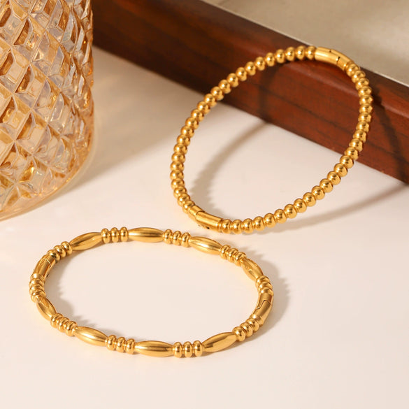 Bracelet Stainless Steel Ins Style Geometric Round Bead Gold Bean Electroplating
