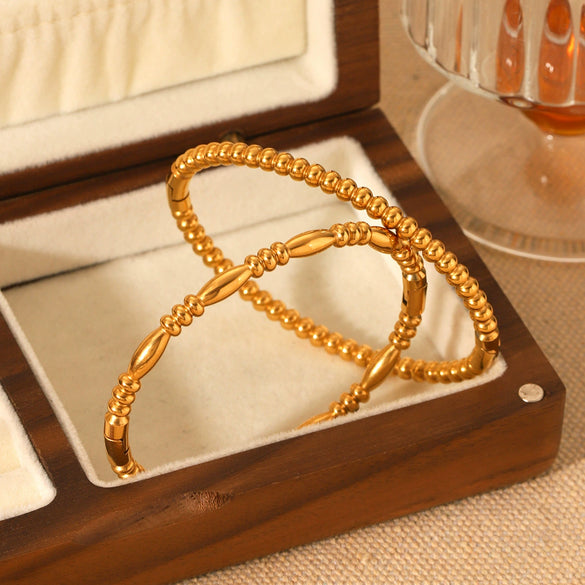 Bracelet Stainless Steel Ins Style Geometric Round Bead Gold Bean Electroplating