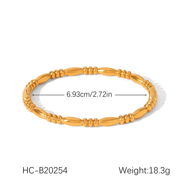 Bracelet Stainless Steel Ins Style Geometric Round Bead Gold Bean Electroplating