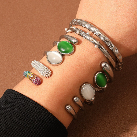 Bracelet Stainless Steel 18K Gold Electroplated Geometric Style For Women