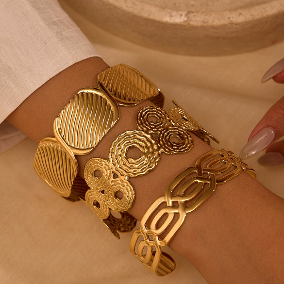 Bracelet Stainless Steel 18K Gold Geometric Electroplating Jewelry For Women